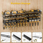 49" W Large Power Tool Organizer Wall Mount, 4 Layer Heavy Duty Loads 800 lbs, Tool Rack Holds 12 Cordless Drills, Large Capacity Battery Holder for Garage Storage, Christmas Gift for Men