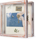 TJ.MOREE Flowers Shadow Box Display Case 11 x 11 Shadow Box Frame with Glass Window Door Farmhouse Picture Frame Wedding Bouquet Memorabilia Photos Memory Box for Keepsakes - White Pink