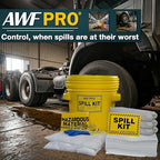 AWF PRO 20 Gallon Oil Only Spill Kit, 59 Pieces – 20 gal DOT Approved Drum, Socks, Pads & Pillows, & Accessories