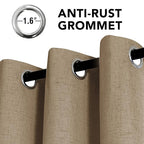 H.VERSAILTEX Linen Curtains 100% Blackout Curtains for Bedroom 108 inch Long Full Light Blocking Nature Linen Blended Window Curtains for Living Room Nickel Grommet (2 Panels, Heathered Macchiato)