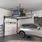 FLEXIMOUNTS 2x3 Overhead Garage Storage Rack, Adjustable Organization System, Heavy-Duty Metal Ceiling Racks, 155lbs Weight Capacity, Black, Classic Series