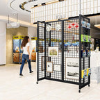 4Pcs Grid Gondola Unit, 2'x 5' Grid Wall Panels with Sturdy Frames, Gridwall Display Stand with Wheels, Craft Show Gridwall Display Rack for Craft Fair Display, Art Show Display, Retail Stores