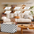 Soccer Ball Storage Basket Large 17x11.5x10.5 Inche-Collapsible Fabric Organizer Bin with Handles for Sports Room, Game Day Decor, Kids-Decorative Hamper with Classic Black & White Design-Single Pack