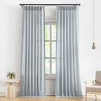 Vision Home Blue Grey Pinch Pleated Semi Sheer Curtains Textured Linen Blended Light Filtering Window Curtains 112 inch for Living Room Bedroom Pinch Pleat Drapes with Hooks 2 Panels 40" Wx112 L