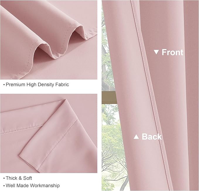 PONY DANCE Blush Pink Cafe Curtains 24 inch Length,Thermal Insulated Small Window Curtains for RV Camper, Privacy Basement Short Drapes, Peach Blush, W 29 x L 24 inches, 2 Panels Set