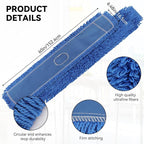 60 Inch Dust Mop Head: Replacement Medium Washable Commercial Mop Head - Sweeper and Janitorial Dust Head Replacement Blue