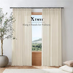 XTMYI Coastal Beach Curtains for Living Room,Sand Beige Light Colored Linen Sheer Cortinas para Cuarto Sala Elegantes Modernas 2023 Con Cortinas Transparentes,102 Inch Long,2 Pieces