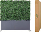 AGPL Upgraded Artificial Hedge Wall with Dark Gray Color Stainless Steel Planter Box and Caster. Moveable Privacy Decorative Wall 48" W x12“D x 51“H …