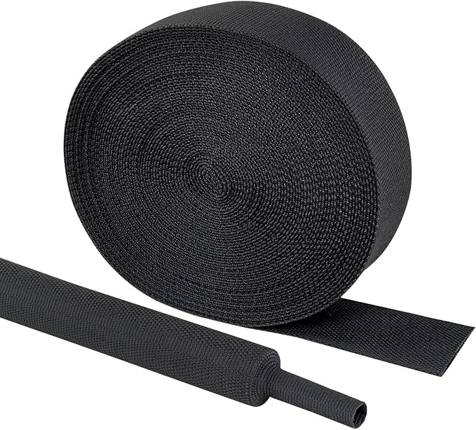 Heat Shrinkable Braided Sleeving 2:1 Ratio- Abrasion Protection Flexibility Wiring Harness Cable Sheath (1" ID, 16ft)