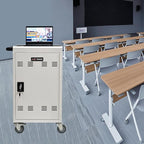 Laptop Charging Cart,32 Devices Tablet Storage Carts for Pad Up to 16.3" Screen Size, Classroom Computer Mobile Charging Station for Pads,Chromebooks,Laptops,Security Storage (30+2 Bay-White)