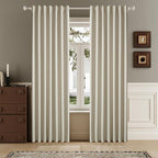 DUALIFE 100% Blackout Linen Natural Birch Curtains 84 Inch for Living Room Darkening, Bedroom Linen Drapes 84 Inches Long Rod Pocket/Back Tab Heat Blocking Bohemian Pleated Window Curtain(50"x84"x2)