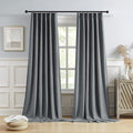 DUALIFE Gray Extra Long Pinch Pleated Blackout Curtains 144 Inch Length,Back Tab with Hooks Thermal Insulated Blackout Curtains 40W x 144L, Grey, 2 Panels