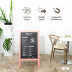 Ilyapa Wooden A-Frame Sign with Eraser & Chalk - 40 x 20 Inches Magnetic Sidewalk Chalkboard – Pink Menu Display for Restaurant, Business Or Wedding