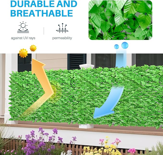 Patio Paradise 4'x4'-1Pc Faux Ivy Fence Privacy Screen Artificial Greenery Wall Backdrop,Fake Grass Wall Panels for Outside Apartment Balcony,Vine Leaf Decor for Outdoor Patio Chain Link