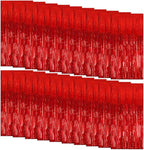 20 Pack Foil Curtain Backdrop Red Metallic Tinsel Foil Fringe Curtains Photo Booth Props for Birthday Wedding Engagement Baby Shower Bachelorette Christmas Holiday Celebration Party Decorations
