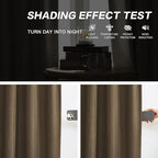 DUALIFE Chocolate Brown Pinch Pleated Blackout Curtains 105 Inches Long, Back Tab with Hooks, Linen Full Black Out Thermal Insulated Track Curtain for Bedroom Living Room,50" Wx105 L, 2 Panels