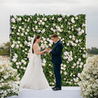 Artificial Luxury‌ Flower Wall Backdrop, Gorgeous 3D Silk Floral Backdrop for Wedding, Baby Shower, Party and Home Decor, Quick Assembly/Storage, Eco ＆ Pet Friendly, 2 pcs, Each Panel 2 * 8 ft.