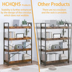 HCHQHS 4 Tier Bookshelf, Adjustable Industrial Bookcase, Vertical Tall Book Shelf, Wood and Black Metal Open Bookshelves for Home Office, Living Room, Bedroom