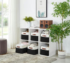 DECOMOMO Storage Baskets for Shelves - Fabric Storage Bins, Linen Closet Organizers and Storage (Black & White, XL - 3 Pack)