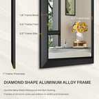 36x30 Inch Black Bathroom Mirror for Wall, Thick Metal Framed Rectangle Mirrors for Over Sink, Bedroom, Living Room, Entryway, Anti-Rust, HD Tempered Glass
