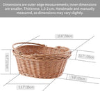 Handwoven Wicker Picnic Basket with Handles, Natural Brown, Shopping Basket - Large