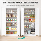 SISESOL White Metal Storage Cabinet,71" Tall Pantry Cabinet,Kitchen Pantry Storage Cabinets with 2 Doors and 6 Shelves,Wide Deep Food Cupboard for Home,Kitchen,Dining/Living Room