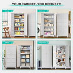 SISESOL Wide & Deep Metal Storage Cabinet with 2 Doors and 5 Shelves,72 inch Tall Pantry Storage Cabinet,Large Cupboard Closet,White Cabinets for Home,Kitchen,Bathroom,Dining/Living Room