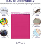 Hot Pink 10x13 Inch Poly Bubble Mailers |Self Seal Padded Envelopes for Thick books | Air Cushioned Bubble Mailer | Usable Size 9.5x13 | Waterproof Lightweight Mailing Shipping Bags | 100 Pack Bulk