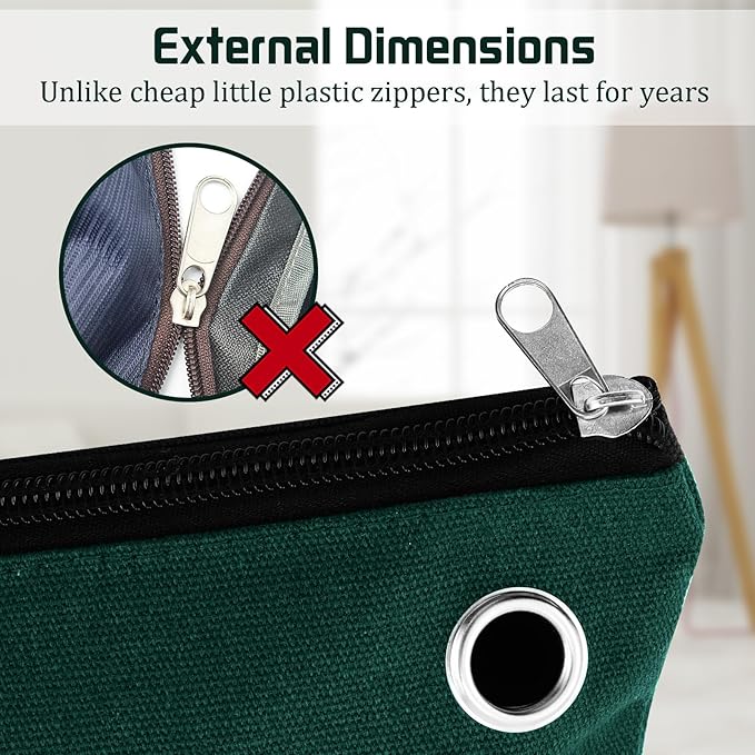 4 Pcs Interoffice Mailer Canvas Transit Sack Zipper Bag 18" x 14" Large Zipper Pouch with Grommet Interoffice Mail Bag (Green)