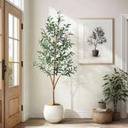 Tall Faux Olives Trees Large Artificial Olive Tree Indoor Outdoor Realistic Floor Plant Fake Flowers Plants for House Home Living Room Bedroom Office Front Porch Modern Farmhouse Boho Decor