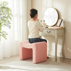 Vanity Stool Foot Rest Small Footstool Ottoman Chair Seating Backless Modern Teddy Velvet Ottoman for Makeup Room Living Room Bedroom Entryway,(Single 1) Pink