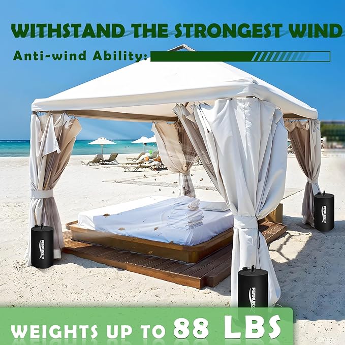 Canopy Water Weight Bag,88 LBS Gazebo Tent Water Weights Set of 4 Leg Weights for Carport, Pop Up Canopy,Tent,Gazebo,Black