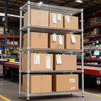 5 Tiers Shelf Metal Storage Shelves 3300 lbs Steel Storage Shelving Utility Shelving Unit Steel Organizer Wire Rack for Home,Kitchen,Office,Garage Chrome 17.7" D x 47.2" W x 70.3" H