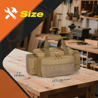 Small Tool Bag with Anti-friction Bottom, Tactical 12" Tool Tote for Men, Hand Tool Storage Organizer for Electrician, Repairman and Carpenters, Khaki