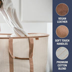 CleverMade Collapsible Laundry Caddy - LUXE Mocha 2-Pack 64L - Foldable Storage Organization Container for Clothes Laundry Room Storage Solution