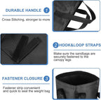 PATIKIL Canopy Weight Sand Bags, 4 Pack 112 Lbs Total Extra Large Weights Bags Waterproof Tent Leg Weights Sandbags for Outdoor Canopy Tent Sun Shelter Patio Ladder Black (18x9")