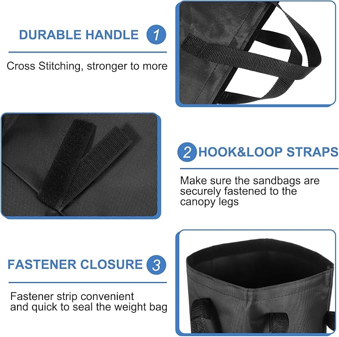 PATIKIL Canopy Weight Sand Bags, 4 Pack 112 Lbs Total Extra Large Weights Bags Waterproof Tent Leg Weights Sandbags for Outdoor Canopy Tent Sun Shelter Patio Ladder Black (18x9")