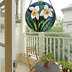 Stained Glass Window Hanging - White Snowdrops Birth Flowers Suncatcher for Doors Garden Patio Sun Catchers Decor Christmas Mother's Day Birthday Gifts for Women Men Mom Nana Friend 11.8 in