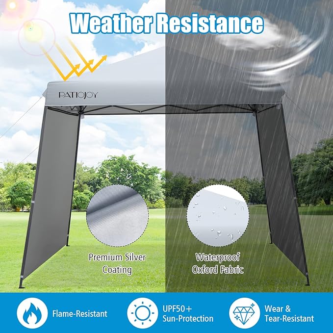 Tangkula 10x10 Ft Pop Up Canopy with Sidewalls, Portable Outdoor Tent with Center Lock, 16 Stakes, 12 Ropes, Roller Bag, UPF50+ Canopy Tent with Dual Awnings for Camping, Patio, Market