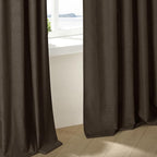 Dark Chocolate Pinch Pleated Linen Curtains 2 Panels for Living Room Bedroom Memory Training Shaped Semi Sheer Pleat Drapes with Hooks Rings Light Filtering Window Curtain 40x45