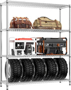 IZEUK 3400 LBS Garage Shelving Wide Storage Shelves 4 Tier Metal Shelves Heavy Duty Adjustable Utility Shelf Rack Chrome 17.7" D x 59.1" W x 70.4" H