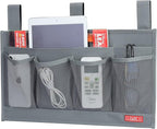 Hanging Bedside Caddy, Bedside Storage Organizer for Magazine, Phone, Remote control (6 Pockets-Grey)