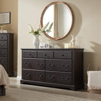 T4TREAM 7 Drawers Dresser Chests for Bedroom, Wood Vintage Chests of Drawers, Rustic Dressers Chset Organizer for Bedroom, Living Room, Hallway, Espresso