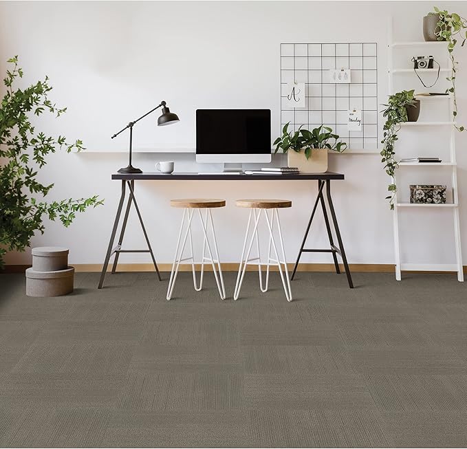 Mohawk Elite 24" x 24" Berber (Loop pile), 0.1" Pile Height, Carpet Tile, Nylon Fiber, Sparrow Color, (24 Tiles), (96 sqft/carton)