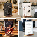 8.5 x 11 Inch Acrylic Sign Holder with Wood-Color Base 3 Pack, Acrylic T Shape Tabletop Double-Sided Display Sign Frame Vertical Clear for Store/Coffee Shop/Restaurant Menu Hotel Display Holder