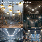 50FT LED Construction String Lights, 5 Bulbs Waterproof Linkable Industrial String Work Lights & Hooks, 5000K Daylight Temporary Lighting for Jobsite Attic Cralspace