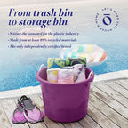 HOMZ 2-Pack Utility Tub, Large Plastic Storage Bucket with Rope Handles, 17 Gallon, Purple - Portable Indoor and Outdoor Buckets for Kitchen, Laundry, Garden, Bathroom, and Garage Organization