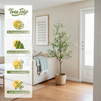 Artificial Olive Tree 6FT, Tall Faux Olive Trees for Indoor Outdoor, Realistic Potted Plant Natural Wood Trunk, Leaves and Fruits for Home Office Decor (1, 6FT)