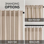 MIULEE Non-See-Through Privacy Linen Curtains 2 Panels, Light Filtering Window Curtains Farnhouse Textured Back Tab Semi Sheer Drapes for Bedroom Living Room, 52 x 90 Inches Long, Beige