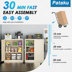 Pataku Metal Storage Cabinet, Garage Cabinet with Doors and Shelves 36" Hx32 Wx16 D, Steel Lockable File Cabinets for Office, Home, Garage, Basement, Industrial, Putty